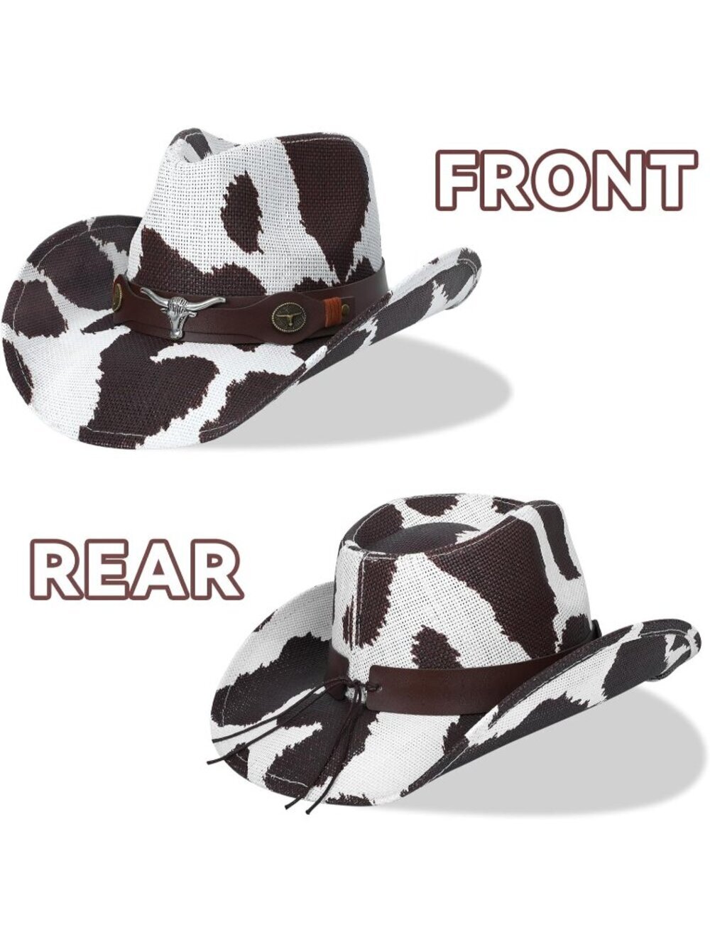 Women Brown Cowgirl Western Straw Wide with Shapeable Brim Cowboy Hat - Picture 4 of 6